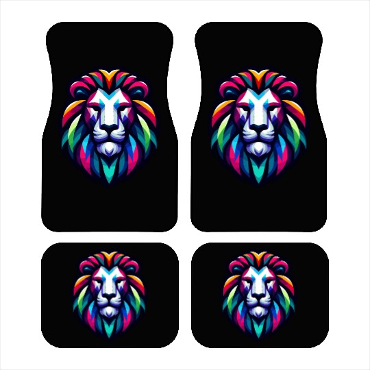 Vibrant Spectrum Lion - Abstract Wildlife Majesty Car Mats