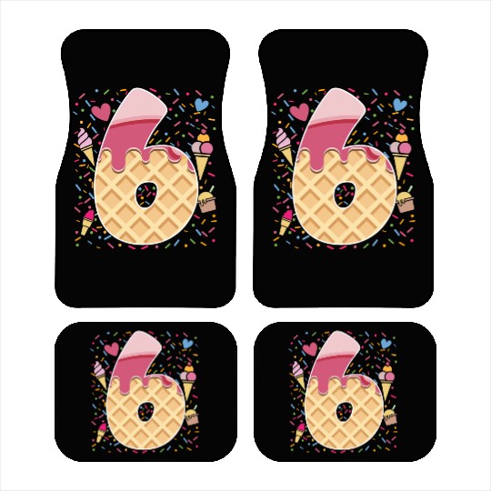 Ice Cream Number Six Art Design 6th Birthday Kids  Car Mats
