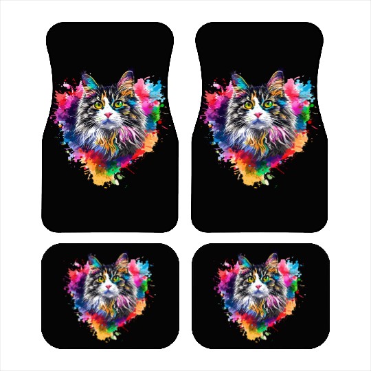 Colorburst Whiskers Rainbow Heart Car Mats