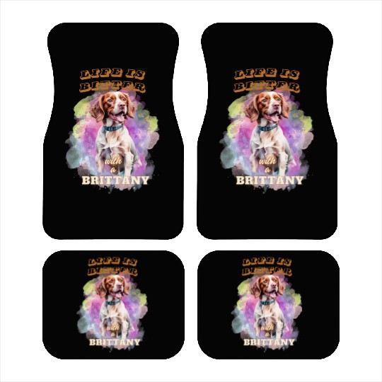 Surrealism Starry Night Brittany Spaniel Dog Car Mats
