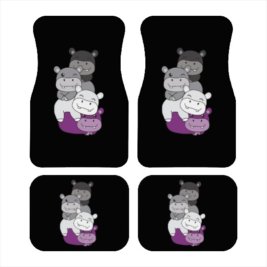 Asexual Flag Pride Lgbtq Cute Hippo Bunch Car Mats
