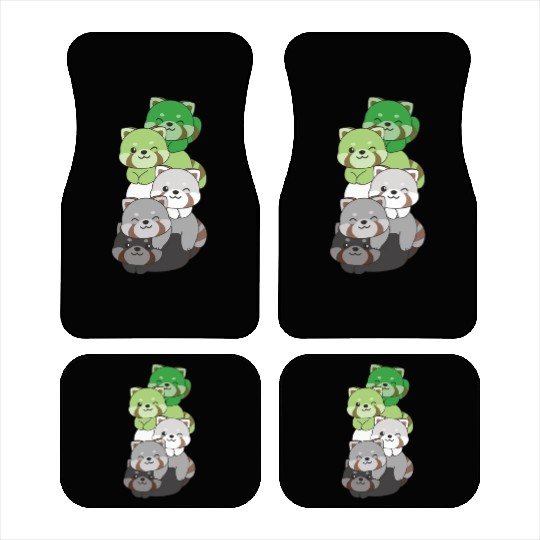Aromantic Flag Pride Lgbtq Cute Red Panda Pile Car Mats