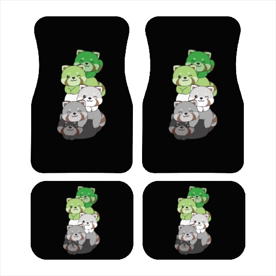 Aromantic Flag Pride Lgbtq Cute Red Panda Pile Car Mats
