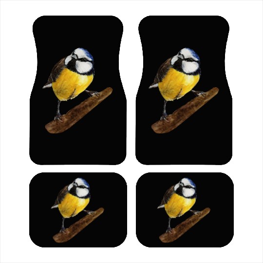 Blue tit titmouse hand painted watercolor. Car Mats