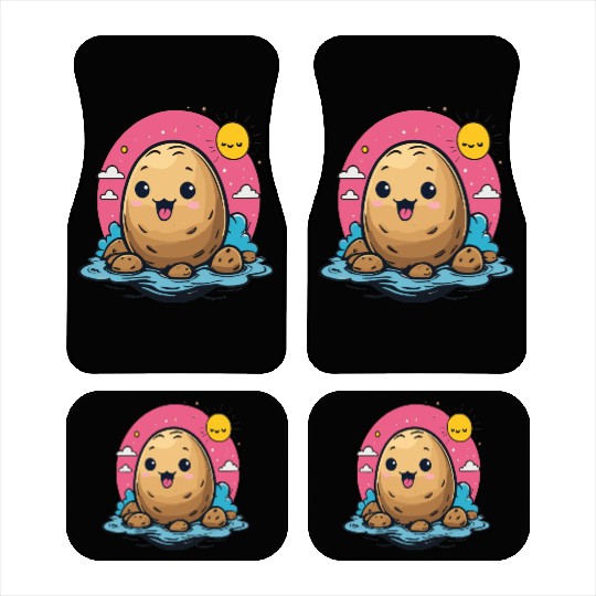 Kawaii Potato go to swimming Car Mats