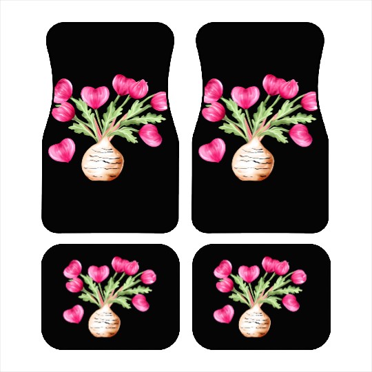 Turnip Love Bouquet Heart Flowers Valentine's Day Car Mats