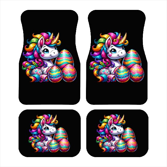 Easter Unicorn & Colorful Eggs Car Mats