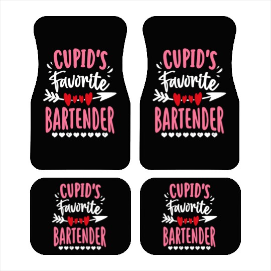 Cupid's Favorite Bartender Valentines Day Matching Car Mats