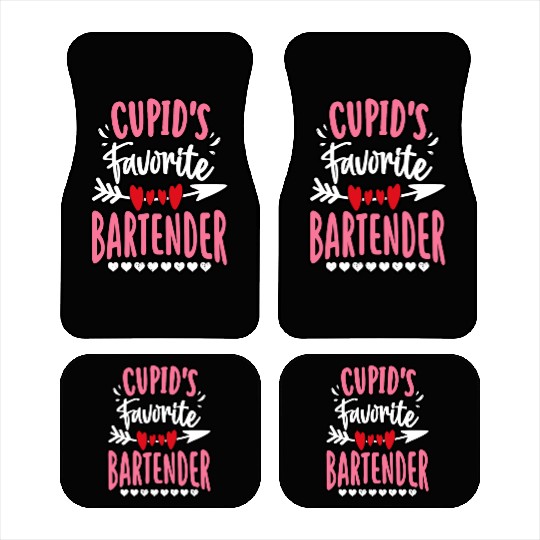 Cupid's Favorite Bartender Valentines Day Matching Car Mats