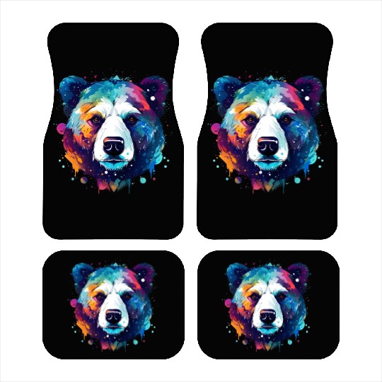 Cool Colorful Galaxy Bear Car Mats