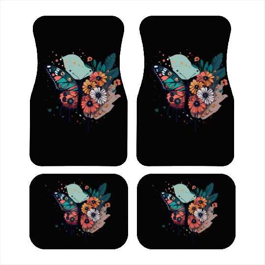 Metamorphora Butterfly Nature Flowers Branches Car Mats