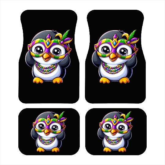 Mardi Gras Penguin Party Car Mats