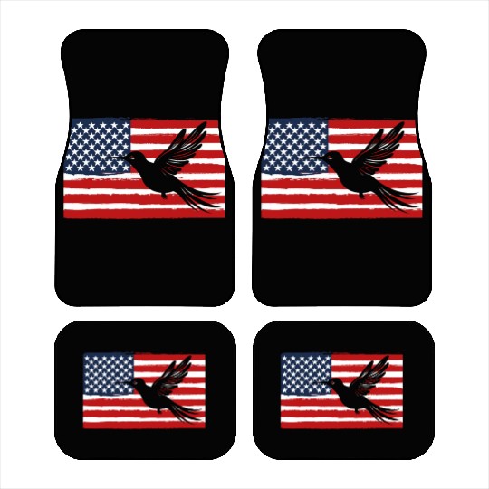 Hummingbird Us Flag Us American Flag Car Mats