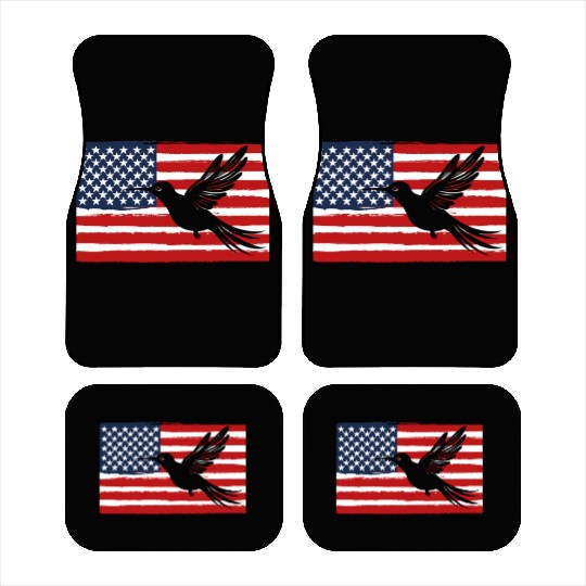 Hummingbird Us Flag Us American Flag Car Mats