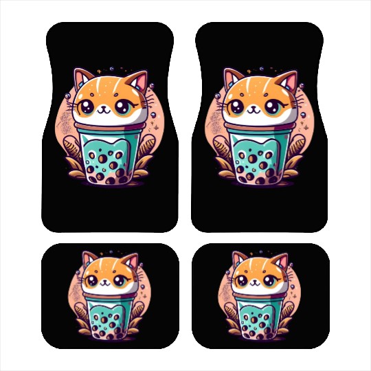 Anime Cat Bubble Tea Car Mats