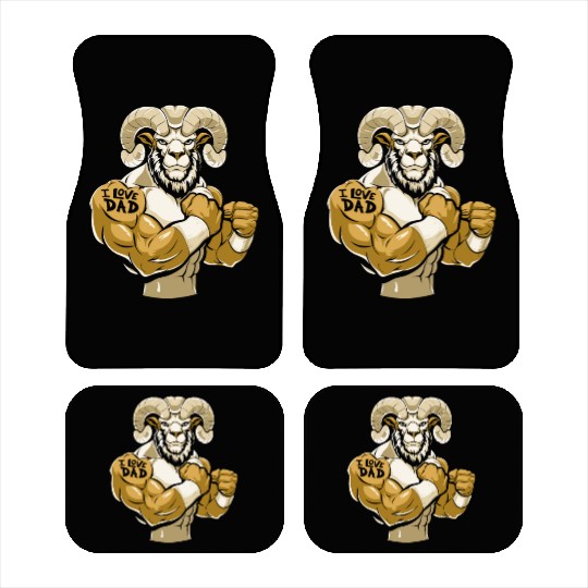 Sheep Biceps Tattoo I Love Dad Car Mats