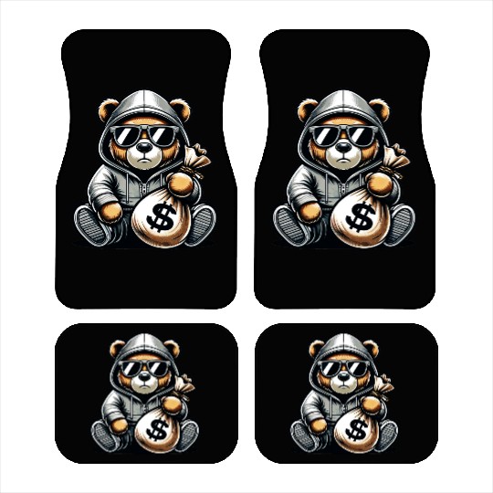 teddy bear holding a money bag Car Mats