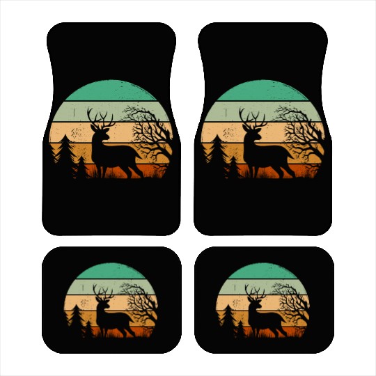 Serene Deer Twilight Forest Silhouette Car Mats