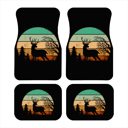 Serene Deer Twilight Forest Silhouette Car Mats