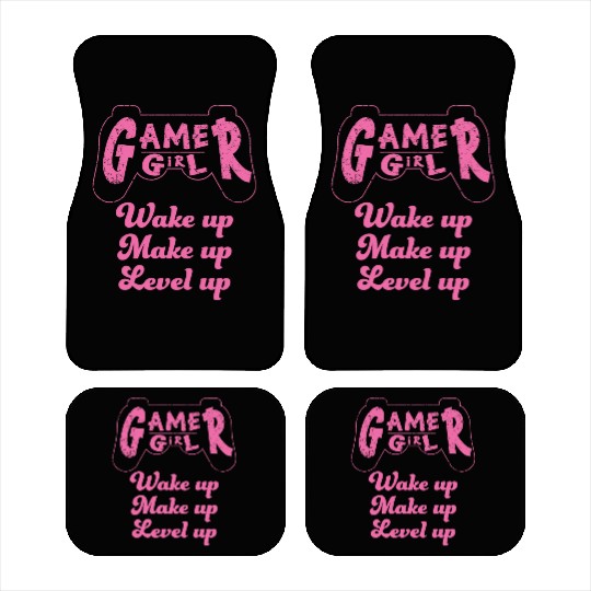 Gamer Girl Wake Up Make Up Level Up Car Mats
