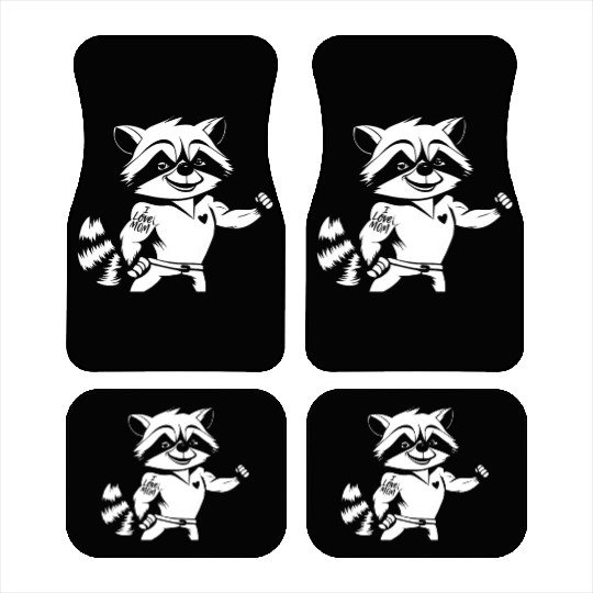 Racoon Biceps Tattoo I Love Mom Car Mats