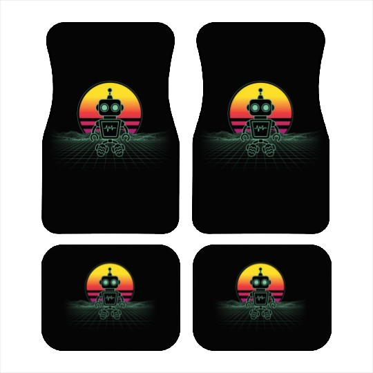 Vaporwave Sunset Robot Engineer Robotics Class Car Mats
