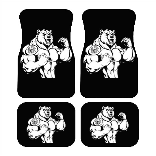 Brown Bear Biceps Tattoo I Love Mom Car Mats