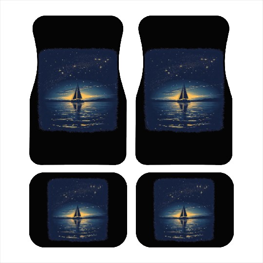 Starry Night Sailing Catamaran Car Mats