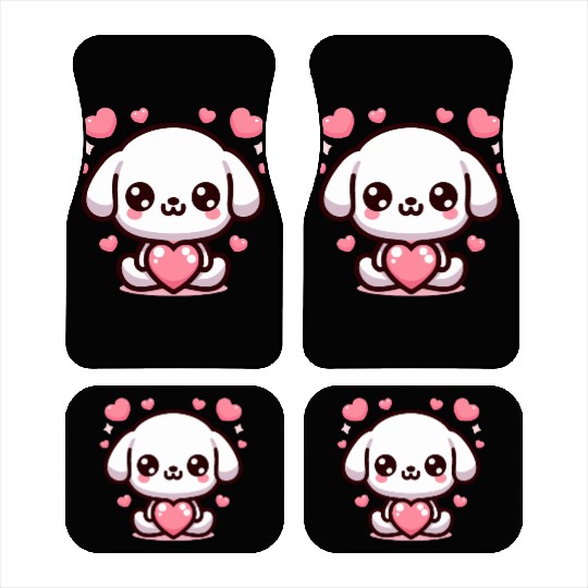 Cute Puppy Dog Heart Valentin Day Car Mats