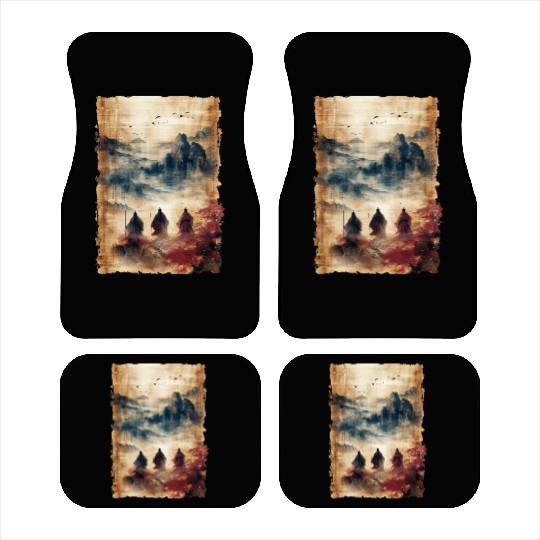 Silhouette Mountains Papyrus Scroll Art Japanese Car Mats