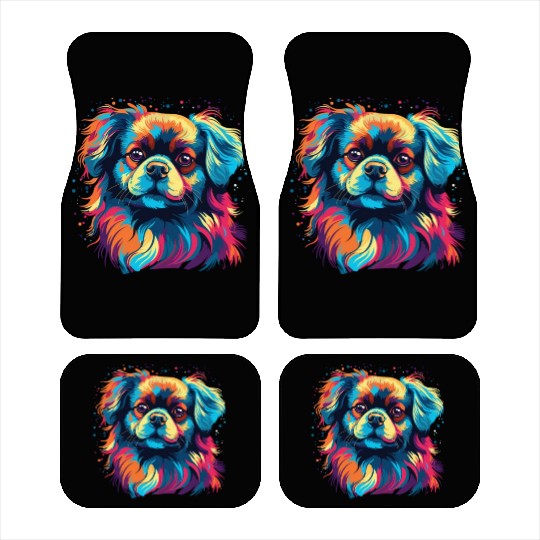 Watercolor Colorful Tibetan Spaniel Car Mats