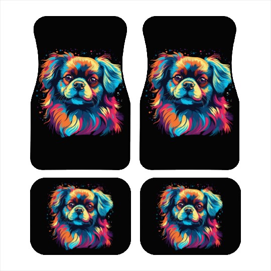 Watercolor Colorful Tibetan Spaniel Car Mats
