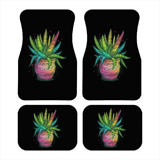 Psychedelic Aloe Vera Succulent Plant Gardener Car Mats
