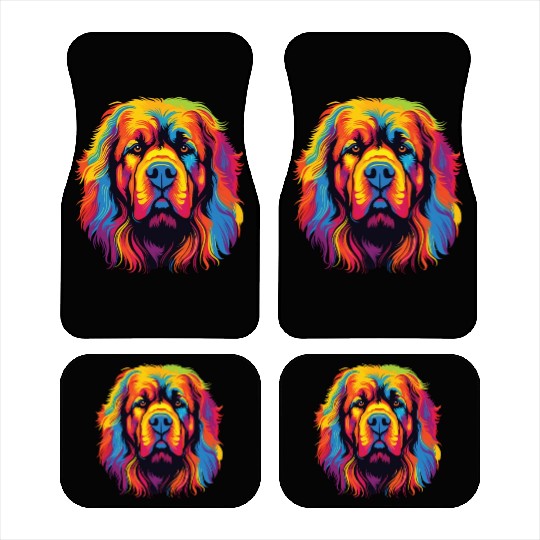 Watercolor Colorful Tibetan Mastiff Car Mats