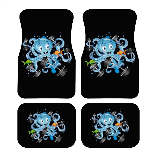Bodybuilder octopus with dumbbells training Car Mats