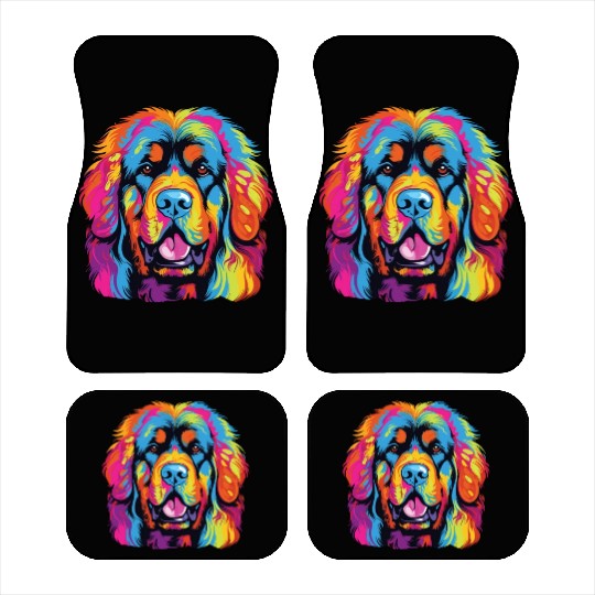 Watercolor Colorful Tibetan Mastiff Car Mats
