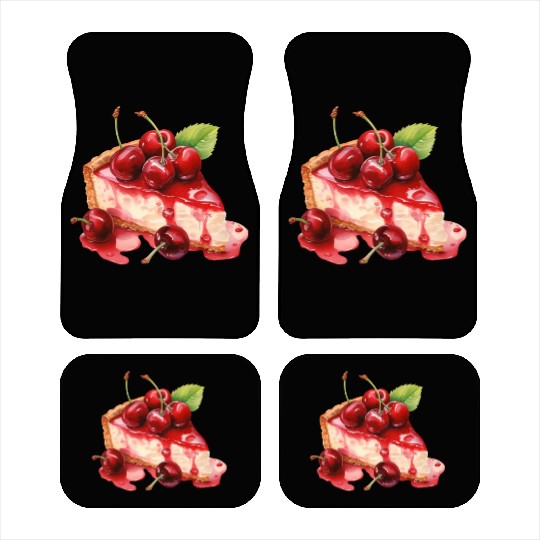 Slice of Red Cherry Cheesecake Car Mats