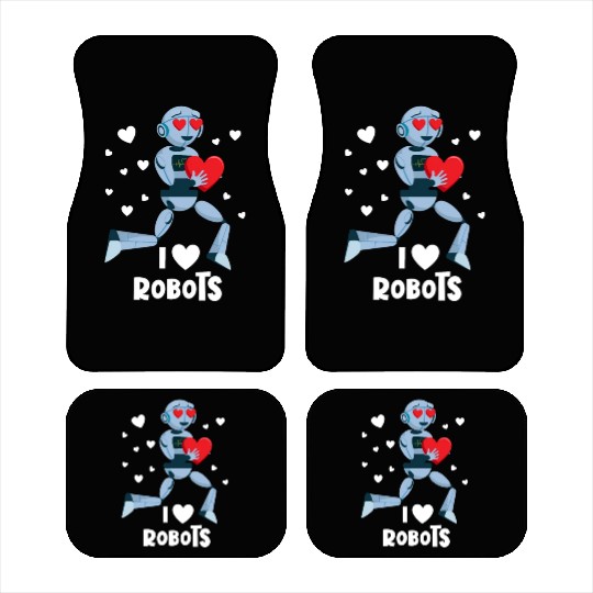 I Love Robots Red Heart Robotics Class Engineer Car Mats