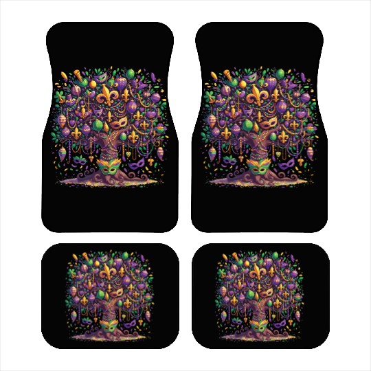 Mardi Gras Tree Beads Carnival Festival Car Mats
