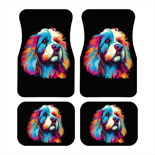 Watercolor Colorful Tibetan Spaniel Car Mats