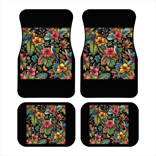 Tropical Flowers and Birds. Wild Plants Car Mats