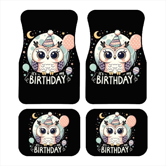 Its My Birthday Sweet Birthday Owl Car Mats