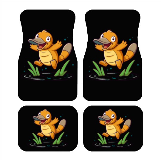 Whimsical Platypus Frolicking in a Pond Car Mats