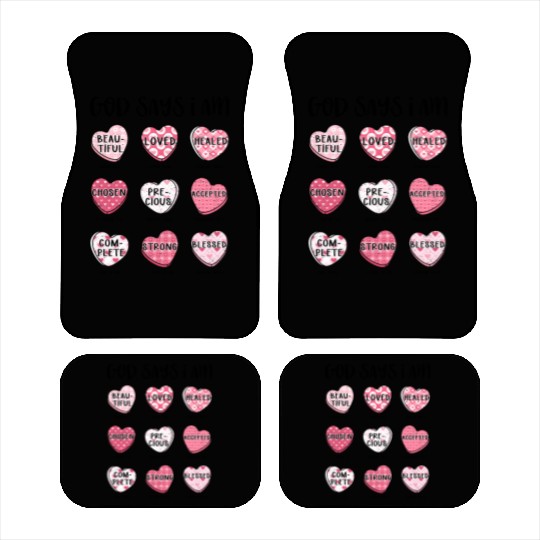 God Says I Am Valentine Candy Hearts Car Mats