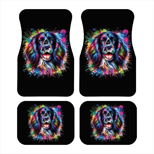 Watercolor Colorful English Springer Spaniel Car Mats