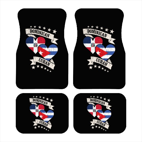 Dominican Cuban Heart Flags Dominican Republic Cub Car Mats