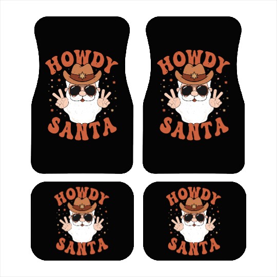 Howdy Santa Peace Christmas Western Cowboy Claus Car Mats