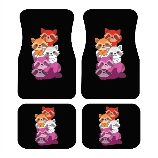 Lesbian Flag Pride Lgbtq Cute Raccoon Car Mats