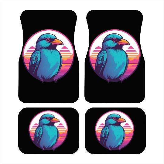 Synthwave Blue Bird 2 Car Mats