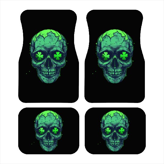 St Patricks Skeleton with Shamrock Eyes Car Mats